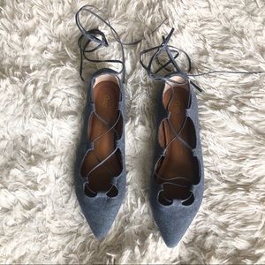 Gap Demim Lace up Ballet Flats